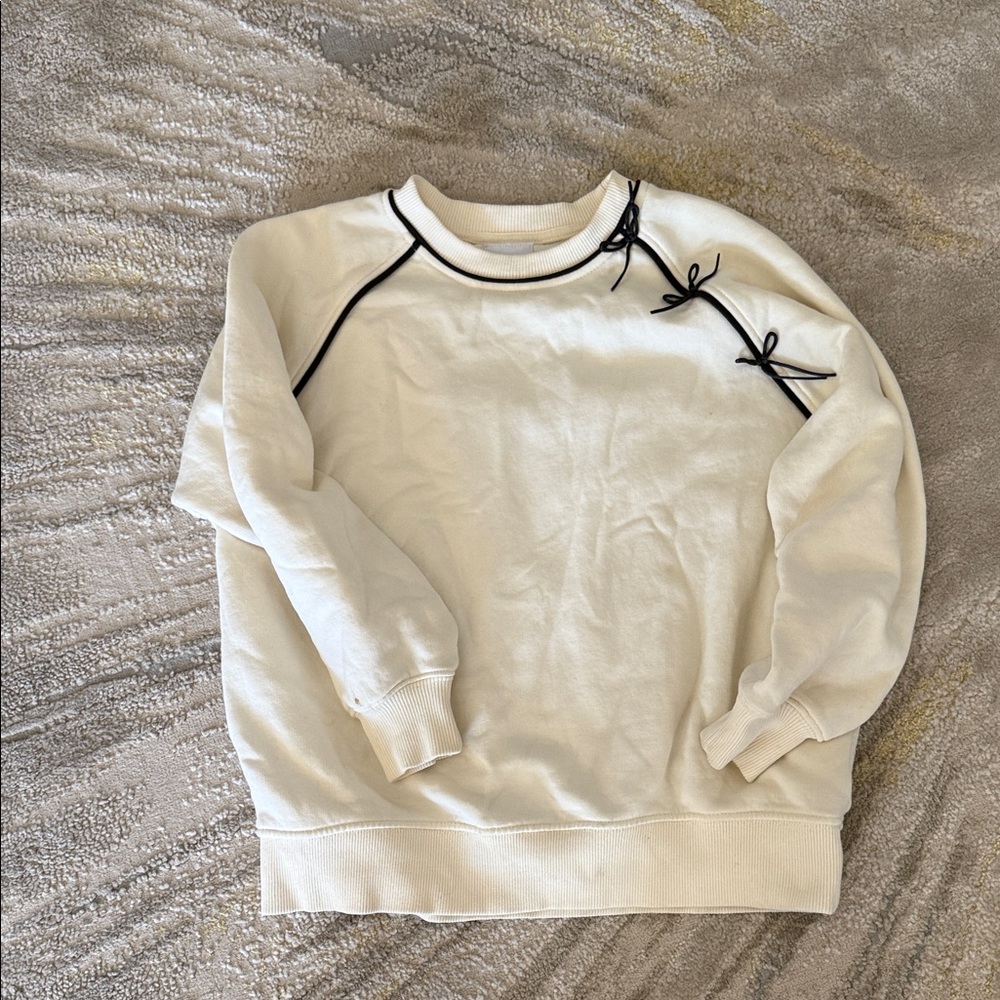 Zara Cream Crewneck Sweater with Black Details